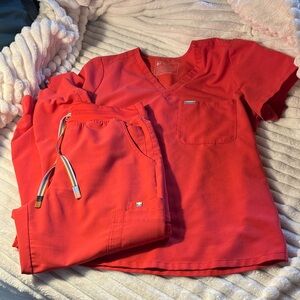 FIGS Kids Bright Red Top